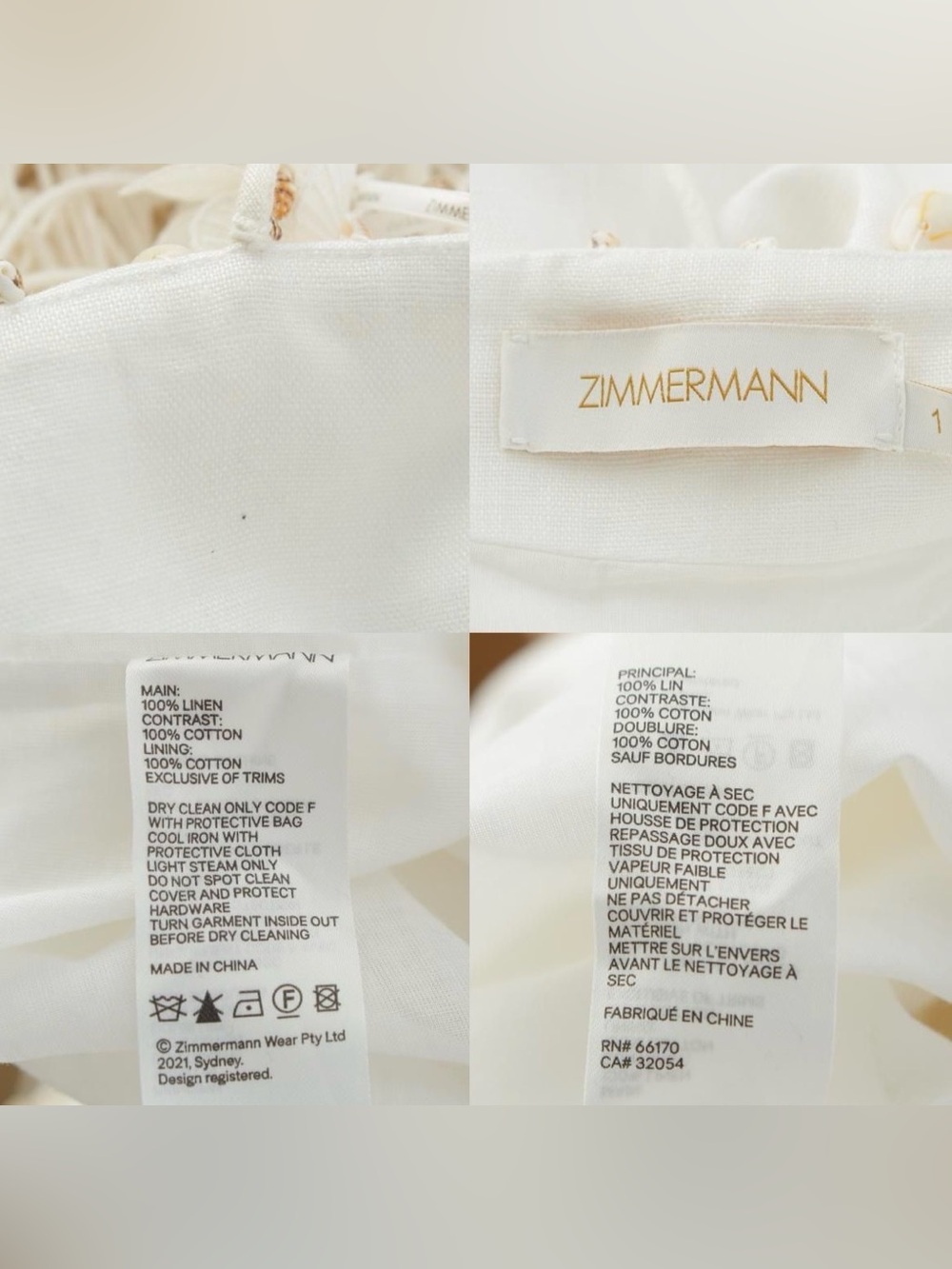 NWT ZIMMERMANN POSTCARD SHELL Handstrung Linen Floral Applique Fringe Maxi Dress - Picture 16 of 16